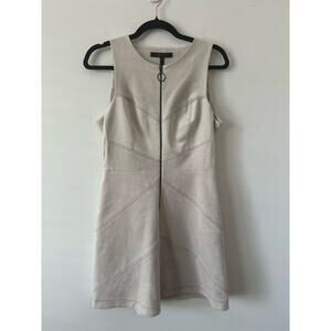 BCBG Max Azria Cream Suede Style Dress Size 6 Midi Quiet Luxury EUC